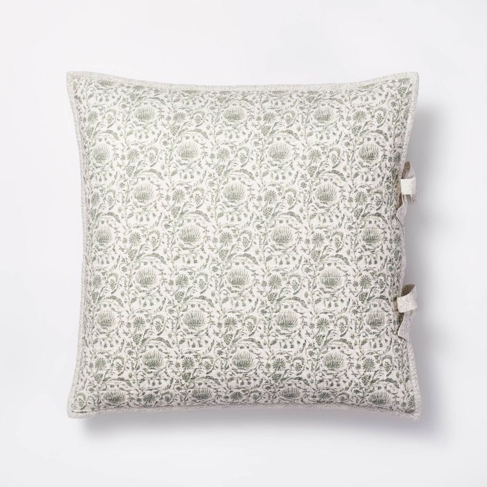 Euro Lofty Cotton Slub Woodblock Print Floral Quilt Sham Threshold Studio McGee